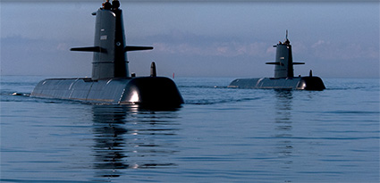 Ubåtarna Gotland och Halland i formation